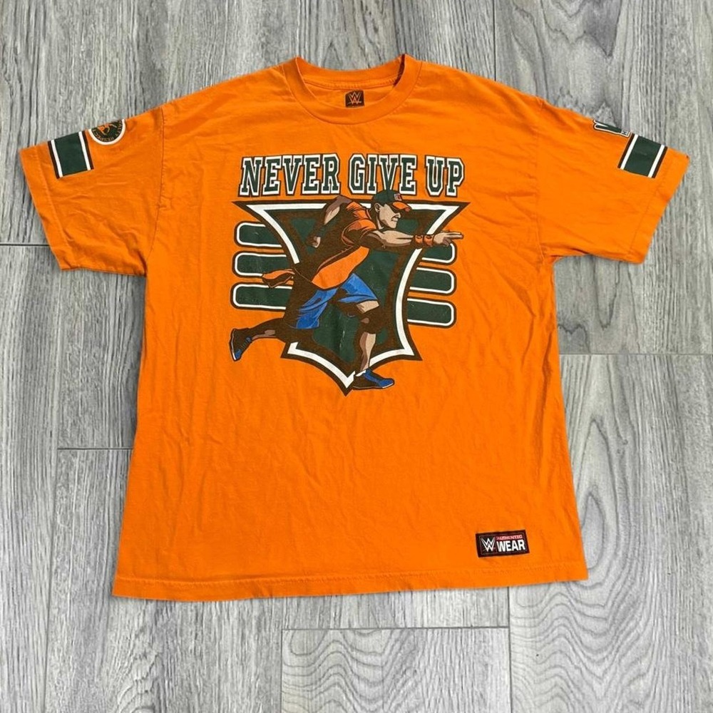 2015 John Cena WWE Never Give Up T Shirt XL Orange 15X Champion HLR Wear